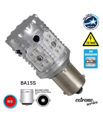 GloboStar® 1156 - BA15S - P21W 81234 Λάμπα Αυτοκίνητου LED Extreme Series Can-Bus 3ης Γενιάς με βάση 1156 15W 12v Κόκκινος για Στοπ GloboStar